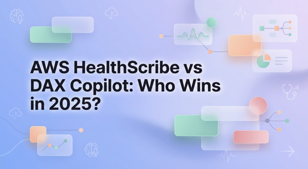 AWS HealthScribe vs DAX Copilot: Which AI clinical documentation tool wins in 2025? Comparison graphic