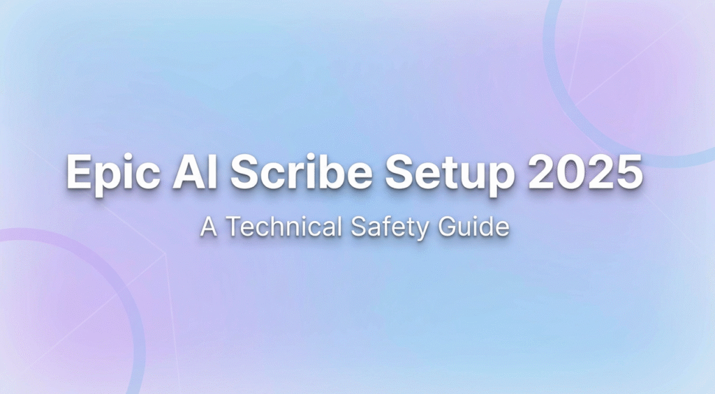 Epic AI Scribe Setup 2025 Technical Safety Guide cover on purple-blue gradient background