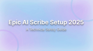 Epic AI Scribe Setup 2025 Technical Safety Guide cover on purple-blue gradient background