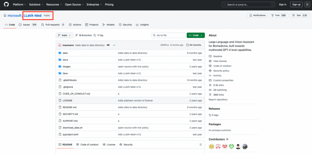 Official Microsoft LLaVA-Med GitHub repository: Code, data, and docs for biomedical multimodal GPT-4 level AI